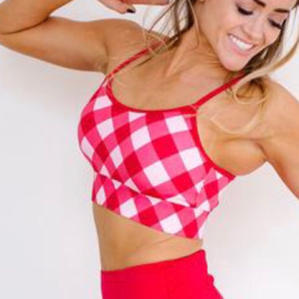 NWT Lime Ricki Gingham Swim Bralette